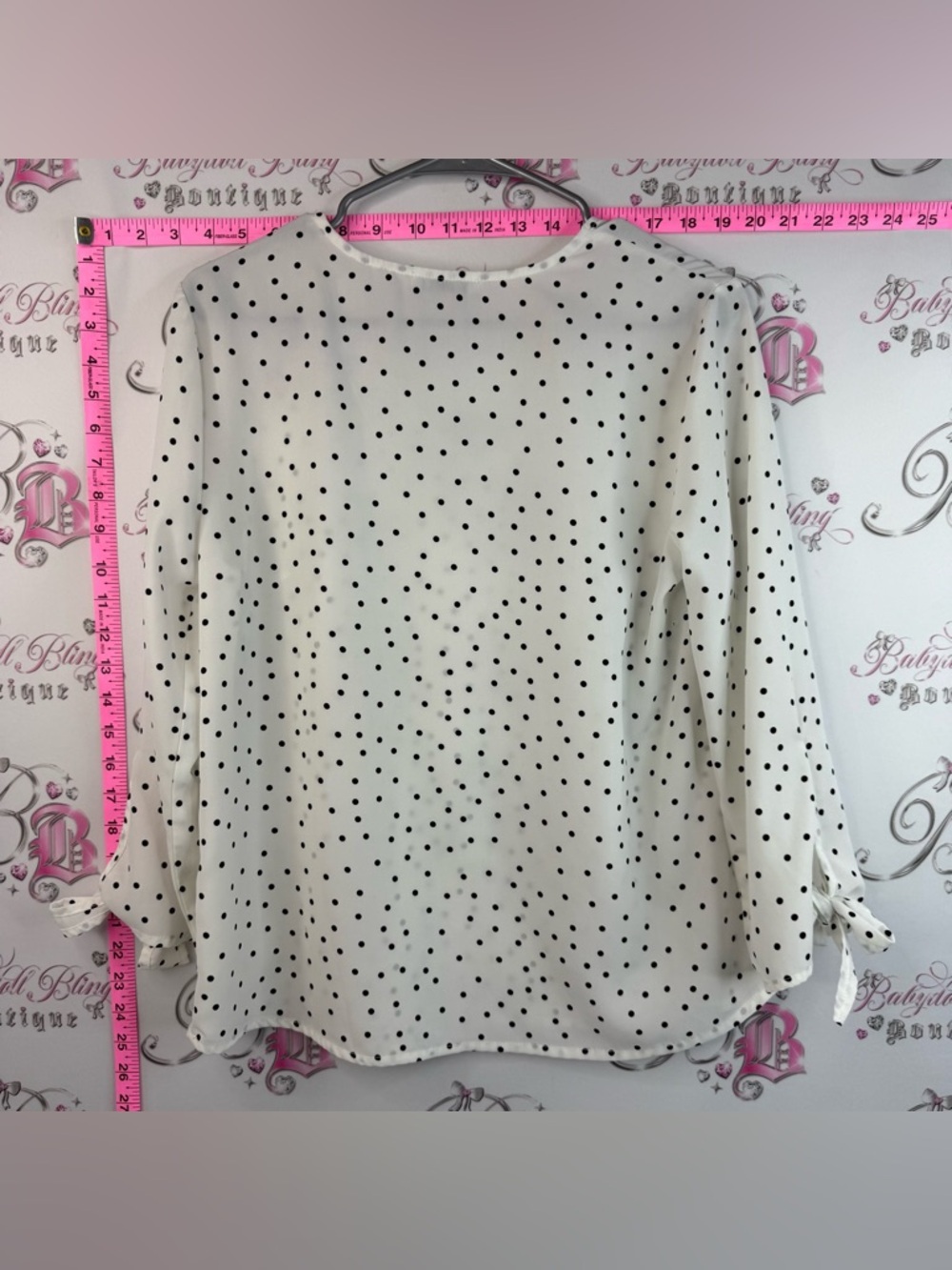 Dex Cream V-Neck Blouse with Black Polka Dots Lightweight Breathable Blouse - Picture 2 of 8